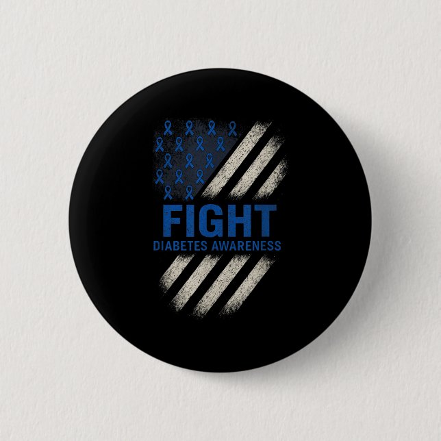 Diabetes-Bewusstsein - Diabetes-USA-Flagge Button (Vorderseite)
