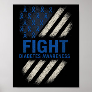 Diabetes-Bewusstsein - Diabetes-USA-Flagge Poster