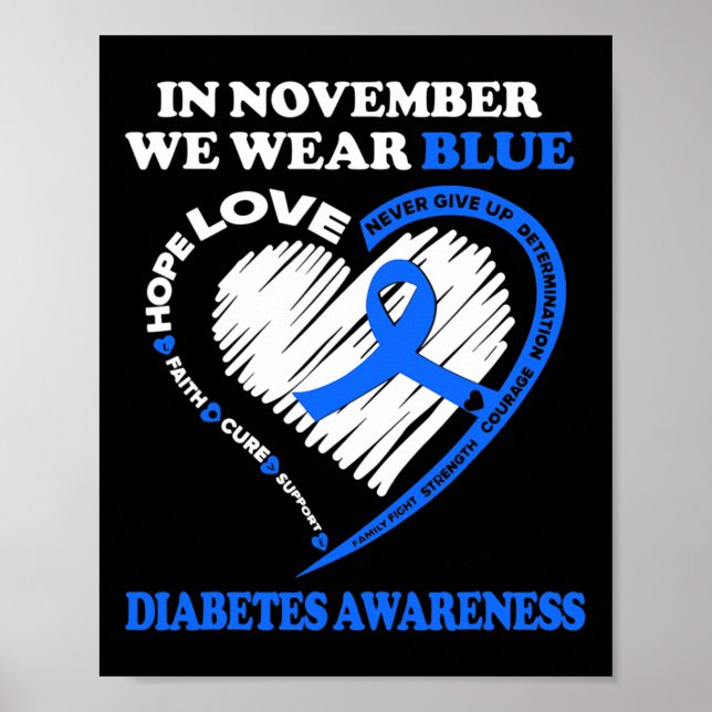 Diabetes-Bewusstsein im November tragen wir blau Poster (Vorne)