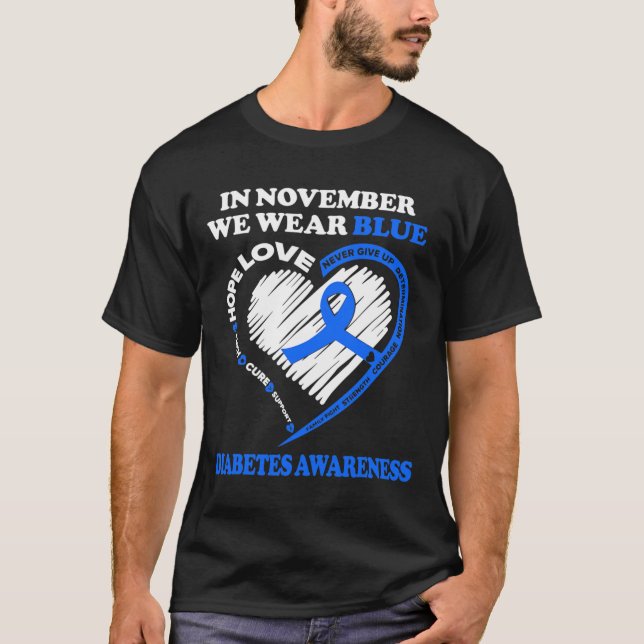 Diabetes-Bewusstsein im November tragen wir blau T-Shirt (Vorderseite)