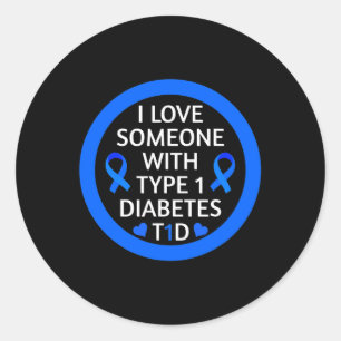 Diabetes-Bewusstsein Monat I Liebe Jemand mit Typ Runder Aufkleber