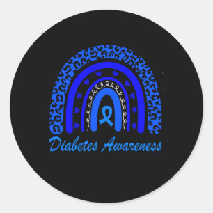 Diabetes Bewusstsein Monat Leopard Rainbow Women Runder Aufkleber