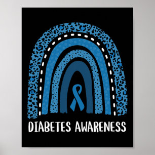 Diabetes-Bewusstsein Monat Retro-Regenbogen T1 T2  Poster