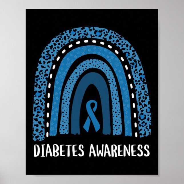 Diabetes-Bewusstsein Monat Retro-Regenbogen T1 T2  Poster (Vorne)