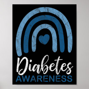 Diabetes-Bewusstsein Monat Retro-Regenbogen T1 T2 Poster