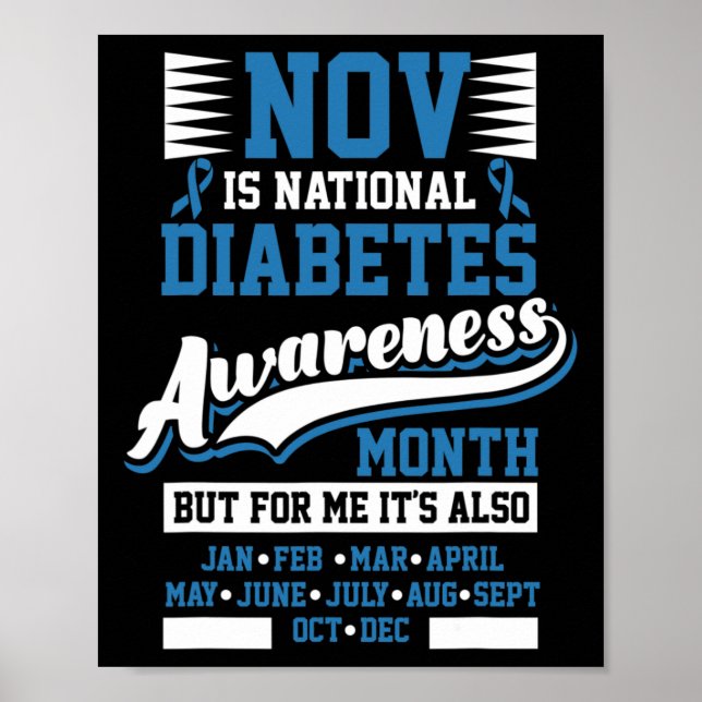 Diabetes-Bewusstsein Monat T1 T2 Poster (Vorne)