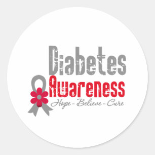 Diabetes-Bewusstseins-Blumen-Band Runder Aufkleber