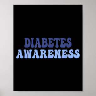 Diabetes-Bewusstseins-Kunstwerk Blaues Band Poster