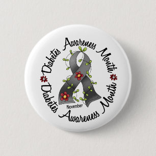 Diabetes-Bewusstseins-Monats-Blumen-Band 3 Button