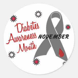 Diabetes-Bewusstseins-Monats-graues Band 1,1 Runder Aufkleber