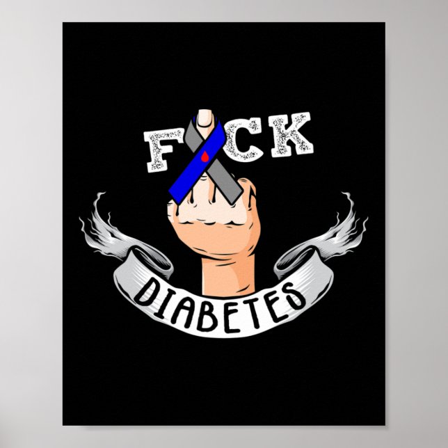 Diabetes Blue Ribbon Diabetiker Typ 1 Bewusstsein  Poster (Vorne)