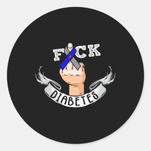 Diabetes Blue Ribbon Diabetiker Typ 1 Bewusstsein Runder Aufkleber
