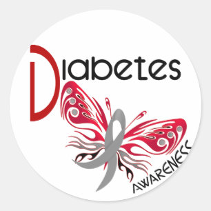 Diabetes BUTTERFLY 3 Runder Aufkleber