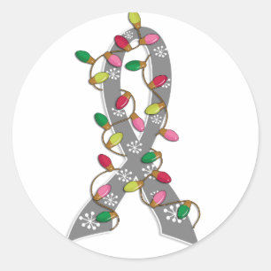 Diabetes Christmas Lights Ribbon Runder Aufkleber