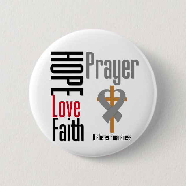 Diabetes Hope Liebe Glaube Gebet Kreuz Button (Vorderseite)