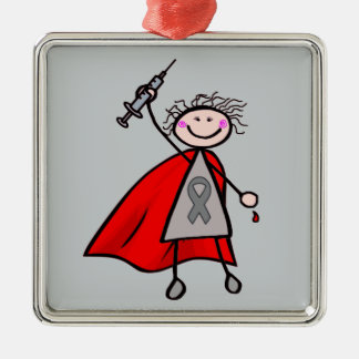Diabetes Insulin Superhero Girl Silbernes Ornament