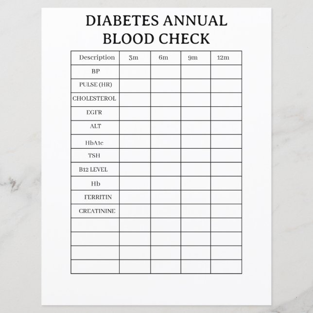 DIABETES-JÄHRLICHER BLUTCHECK-VERFOLGER (Vorderseite)