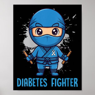 Diabetes-Kämpfer V-Nacken Poster