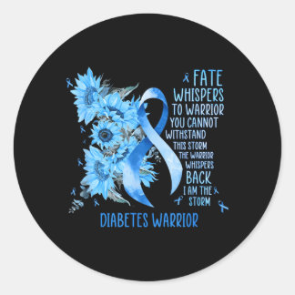 Diabetes Krieger Blaues Band Schmetterling Diabete Runder Aufkleber