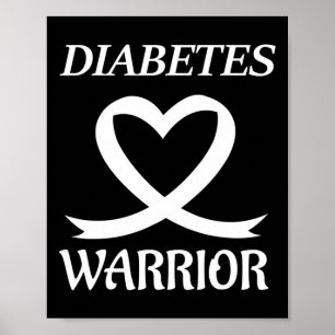 Diabetes Krieger Herz Ribbon Diabetes-Bewusstsein Poster