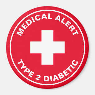 Diabetes Medianes Warnhinweis Typ 2 Diabetiker Rot Magnet