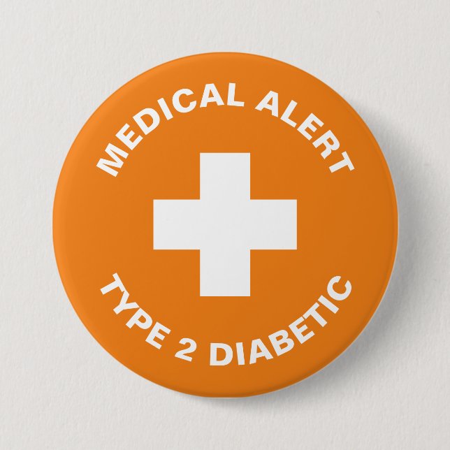 Diabetes Medianes Warnhinweis Typ 2 Diabetisches O Button (Vorderseite)