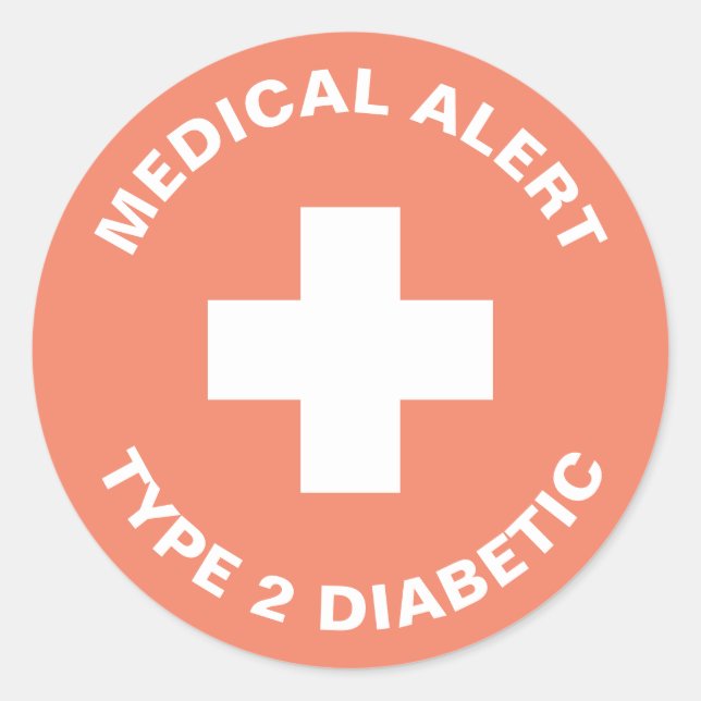 Diabetes Medical Alert Typ 2 Diabetiker Pastell Runder Aufkleber (Vorderseite)