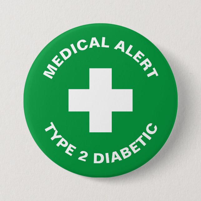 Diabetes Medizinische Warnhinweise Typ 2 Diabetike Button (Vorderseite)