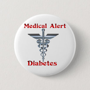 Diabetes medizinischer wachsamer silberner Rod u. Button