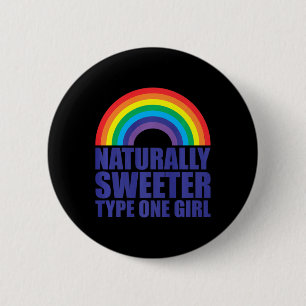 Diabetes Natuerlich süßer Typ-1-Girl-Regenbogen Button