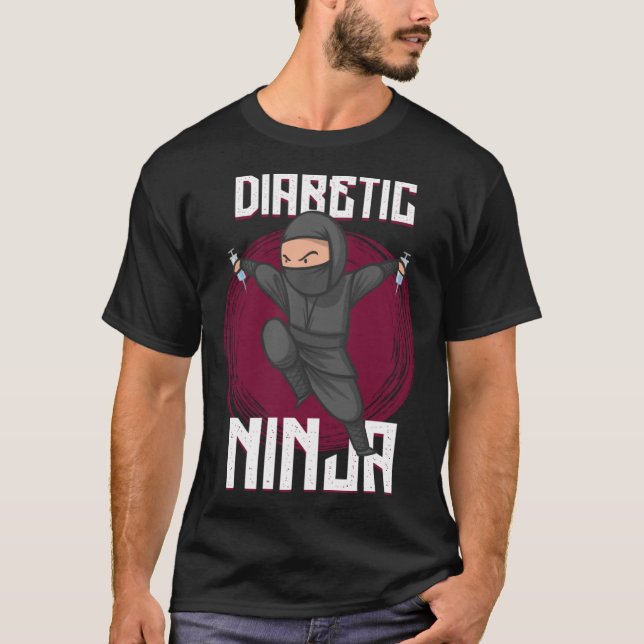 Diabetes Ninja Typ Zwei Diabetes Kämpfe Stealth N T-Shirt (Vorderseite)