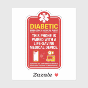 Diabetes-Notfall Medizinischer Telefon 4'x4' Aufkl Aufkleber