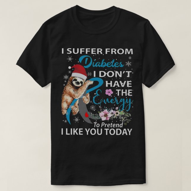 Diabetes Sloth Weihnachten T-Shirt (Design vorne)