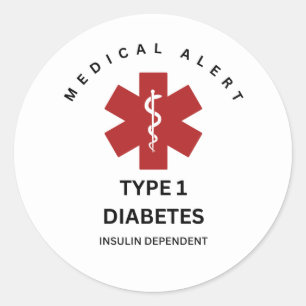DIABETES-STICKER DES TYPS 1 RUNDER AUFKLEBER