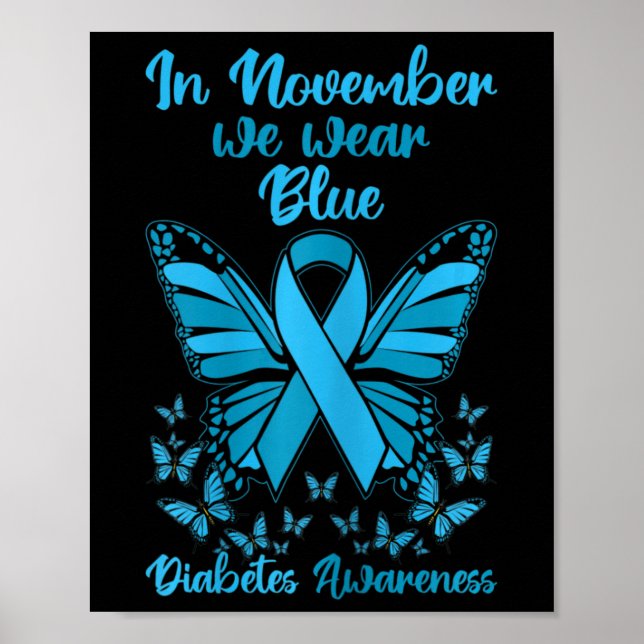 Diabetes Support November Blaues Diabetes-Bewussts Poster (Vorne)