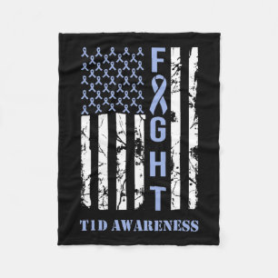 Diabetes T1d Sensibilisierungsmonat Flag Blue Ribb Fleecedecke