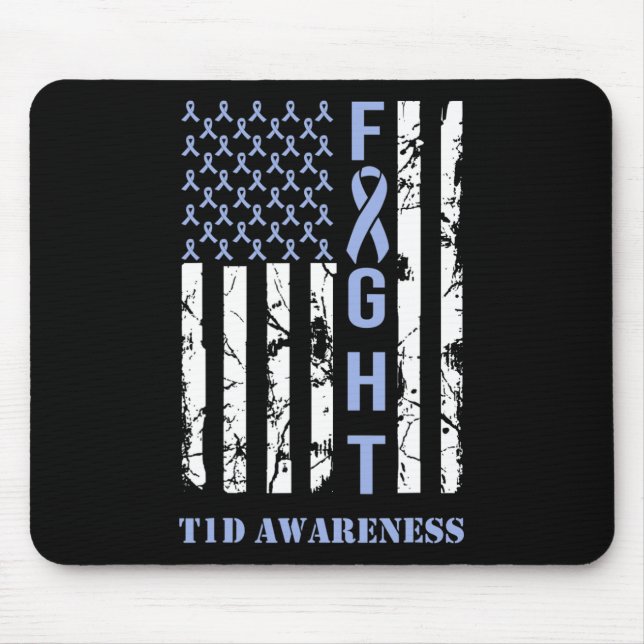 Diabetes T1d Sensibilisierungsmonat Flag Blue Ribb Mousepad (Vorne)