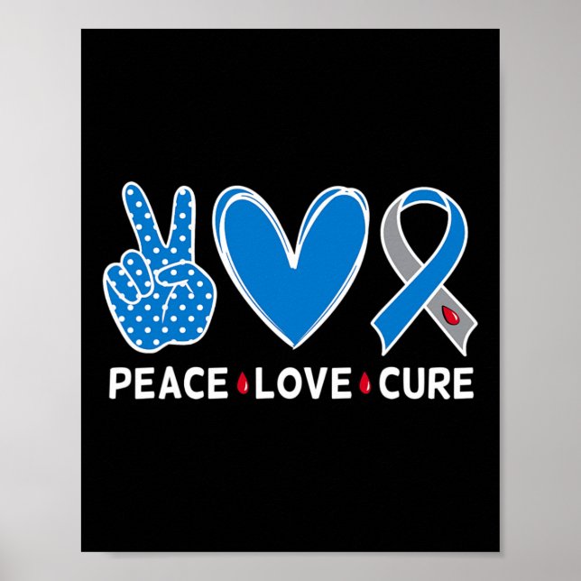 Diabetes Warrieness Blue Peace Liebe Heilung Fa Poster (Vorne)