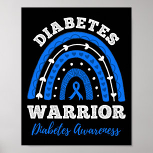 Diabetes Warrior Blue Ribbon T1d Typ 1 Diabetes A Poster