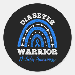 Diabetes Warrior Blue Ribbon T1d Typ 1 Diabetes A Runder Aufkleber