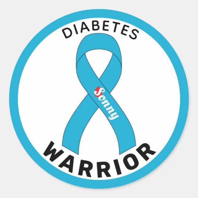 Diabetes Warrior Ribbon White Round Sticker (Vorderseite)