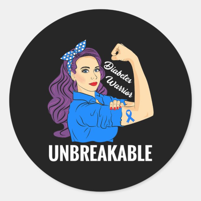 Diabetes Warrior Sugar Diabetes Typ 1 2 Awareness Runder Aufkleber (Vorderseite)