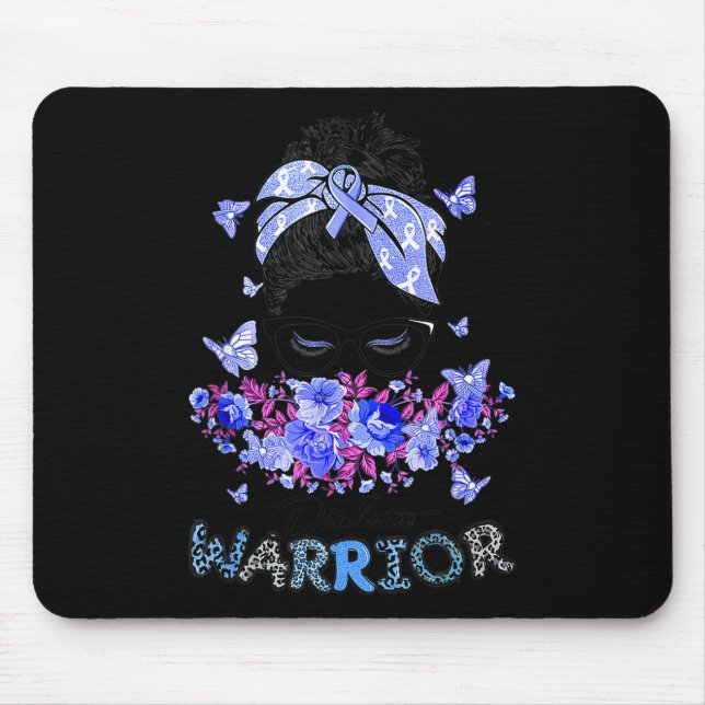 Diabetes Warrior T1d Messy Bun Hair Diabetes Aware Mousepad (Vorne)