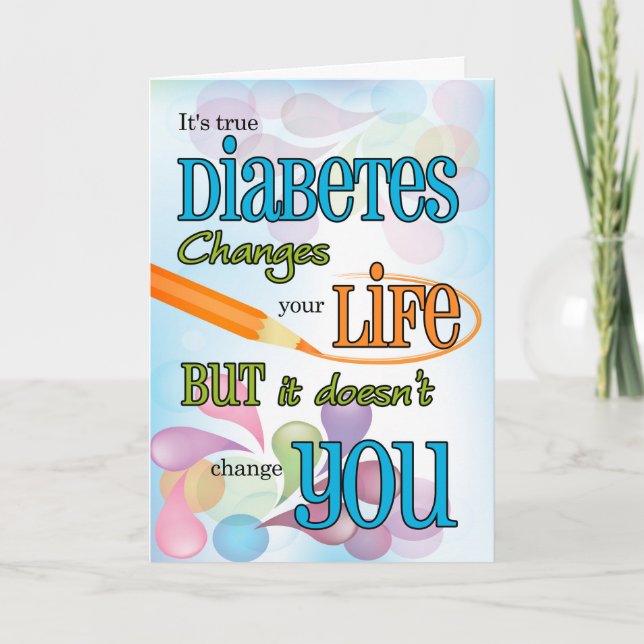 Diabetes wird gut farbig Typografie Karte (Vorderseite)