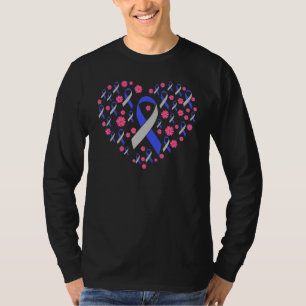 Diabetesbewusstsein Herz-Graue Bänder Diabetiker T-Shirt