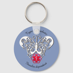 Diabetic Alert Type 1 or 2  Personalize Schlüsselanhänger
