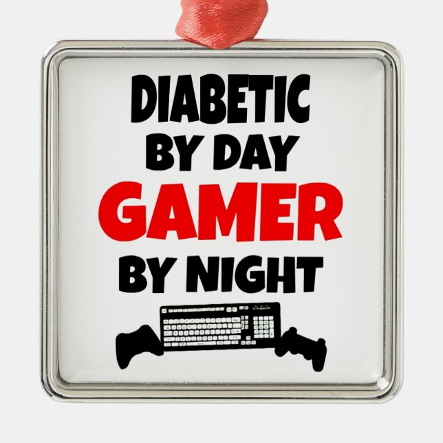 Diabetic Gamer Ornament Aus Metall (Vorne)