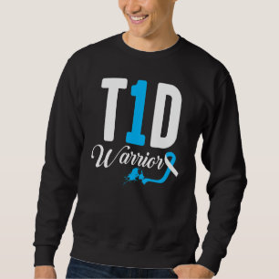 Diabetiker T1d Warrior Blue Ribbon Typ 1 Diabetes Sweatshirt