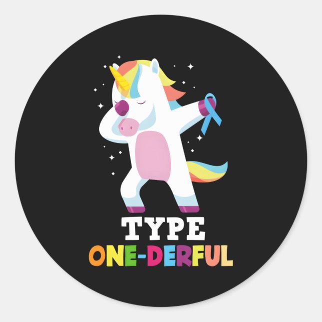 Diabetiker Typ 1 Diabetes T1D Typ 1 Derful Unico Runder Aufkleber (Vorderseite)