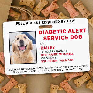 Diabetiker-Warnservicehund Foto-Ausweis Badge Ausweis